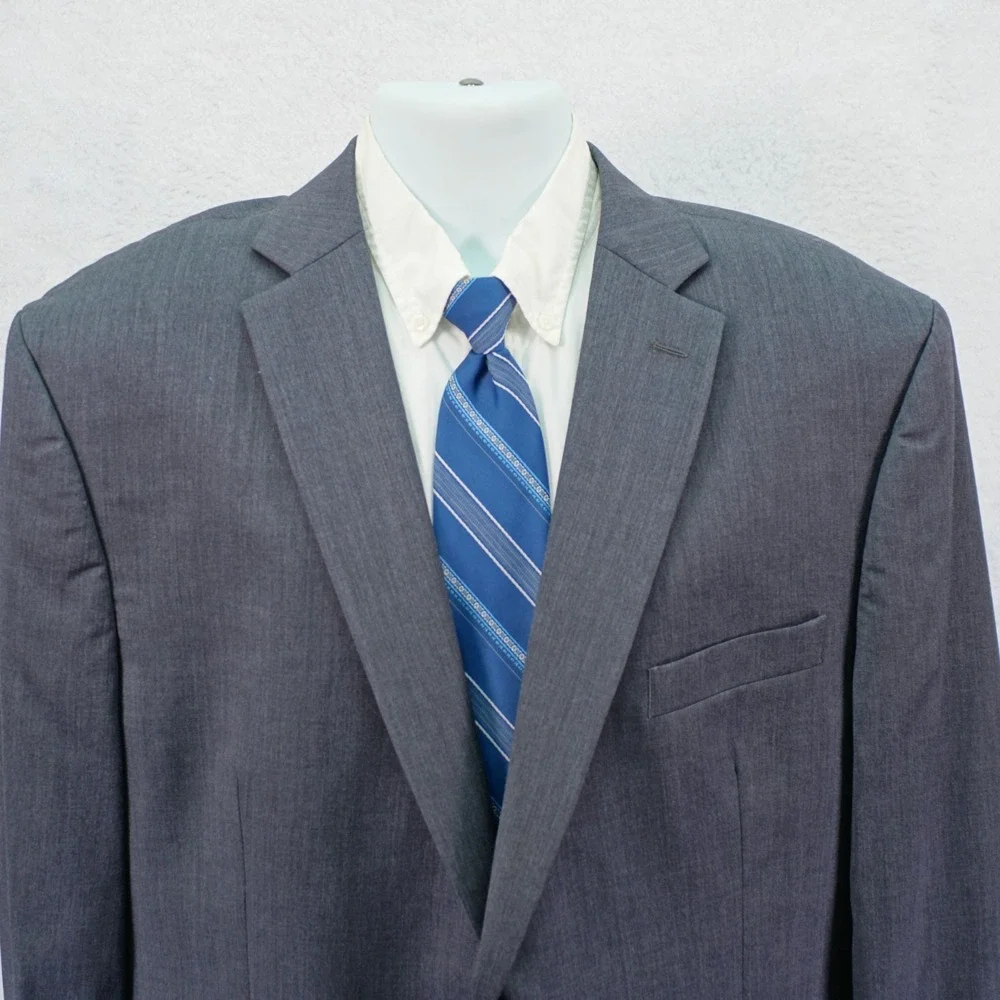 Calvin Klein Gray Twill Wool 48R Blazer 2‎ Button